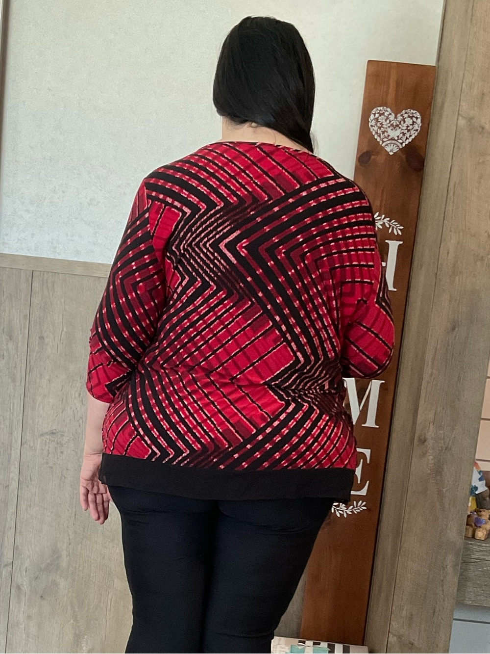 CB Established 1962 Red Black Geometric Tunic Top 3/4 Sleeve Plus Size 1X - Picture 4 of 6